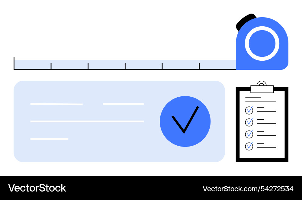 Measuring tape checkmark on form and checklist Measuring tape checkmark on form and checklist Vector Image