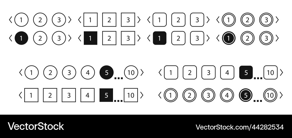 Pagination bars set collection buttons for site Pagination bars set collection buttons for site vector image