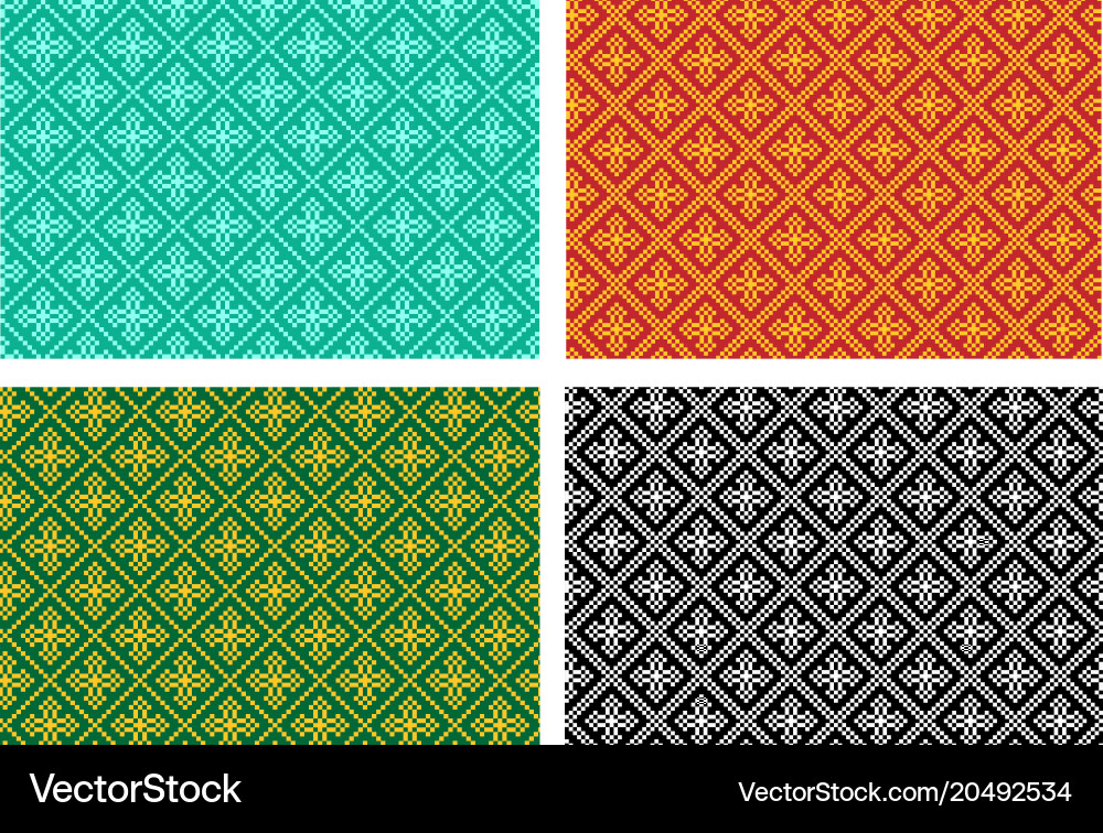 Seamless cross pattern in pixel design Vector Image