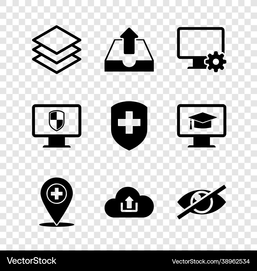 Set layers upload inbox computer monitor vector image