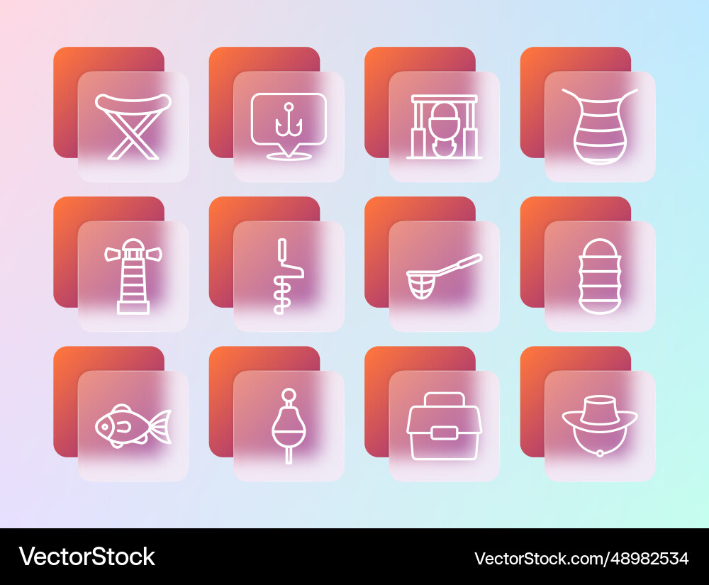 Set line fishing net float case or box vector image