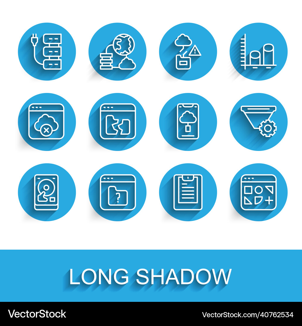 Set line hard disk drive hdd file missing server Set line hard disk drive hdd file missing server Vector Image
