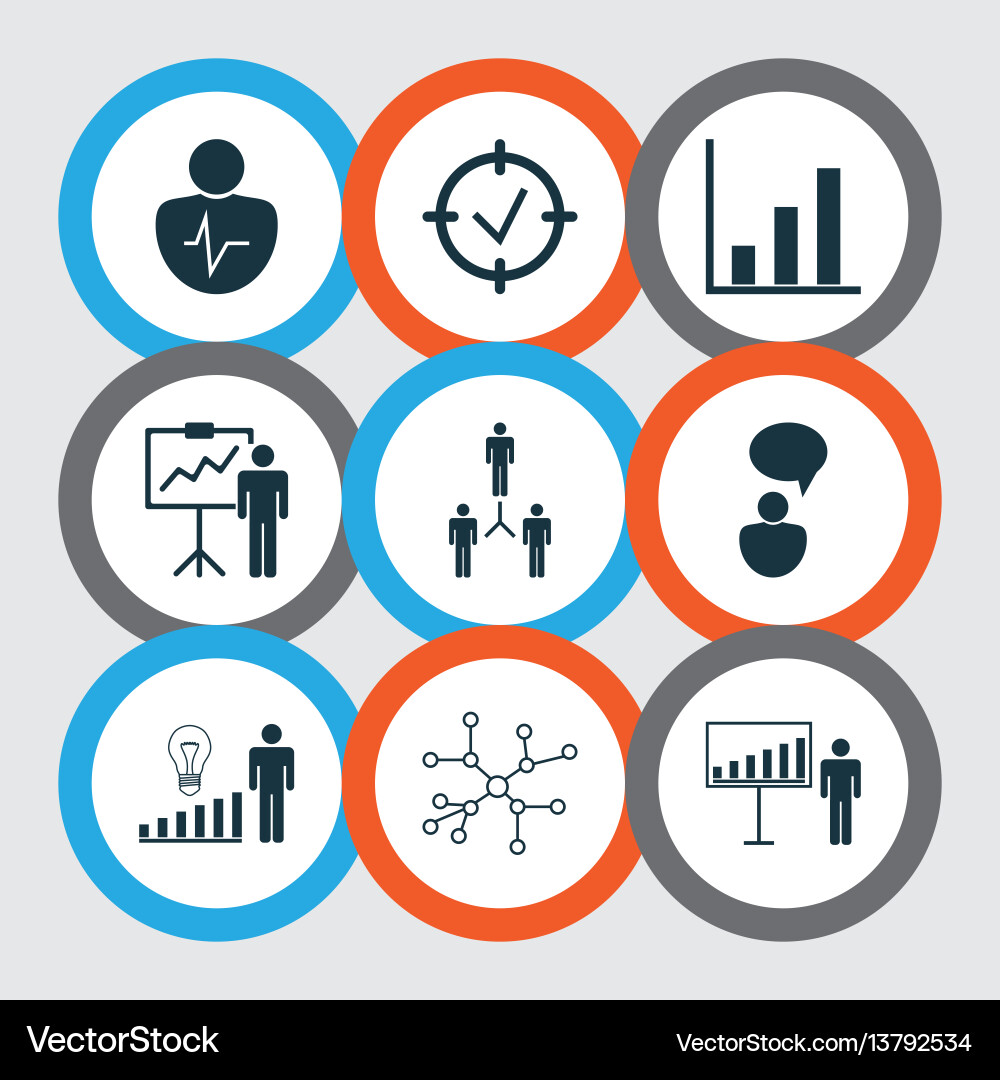 Set of 9 administration icons includes approved Set of 9 administration icons includes approved vector image
