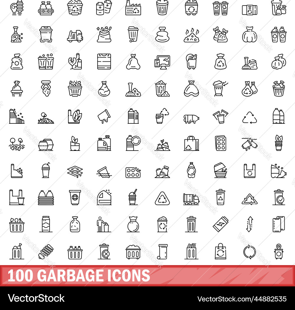 100 garbage icons set outline style Vector Image