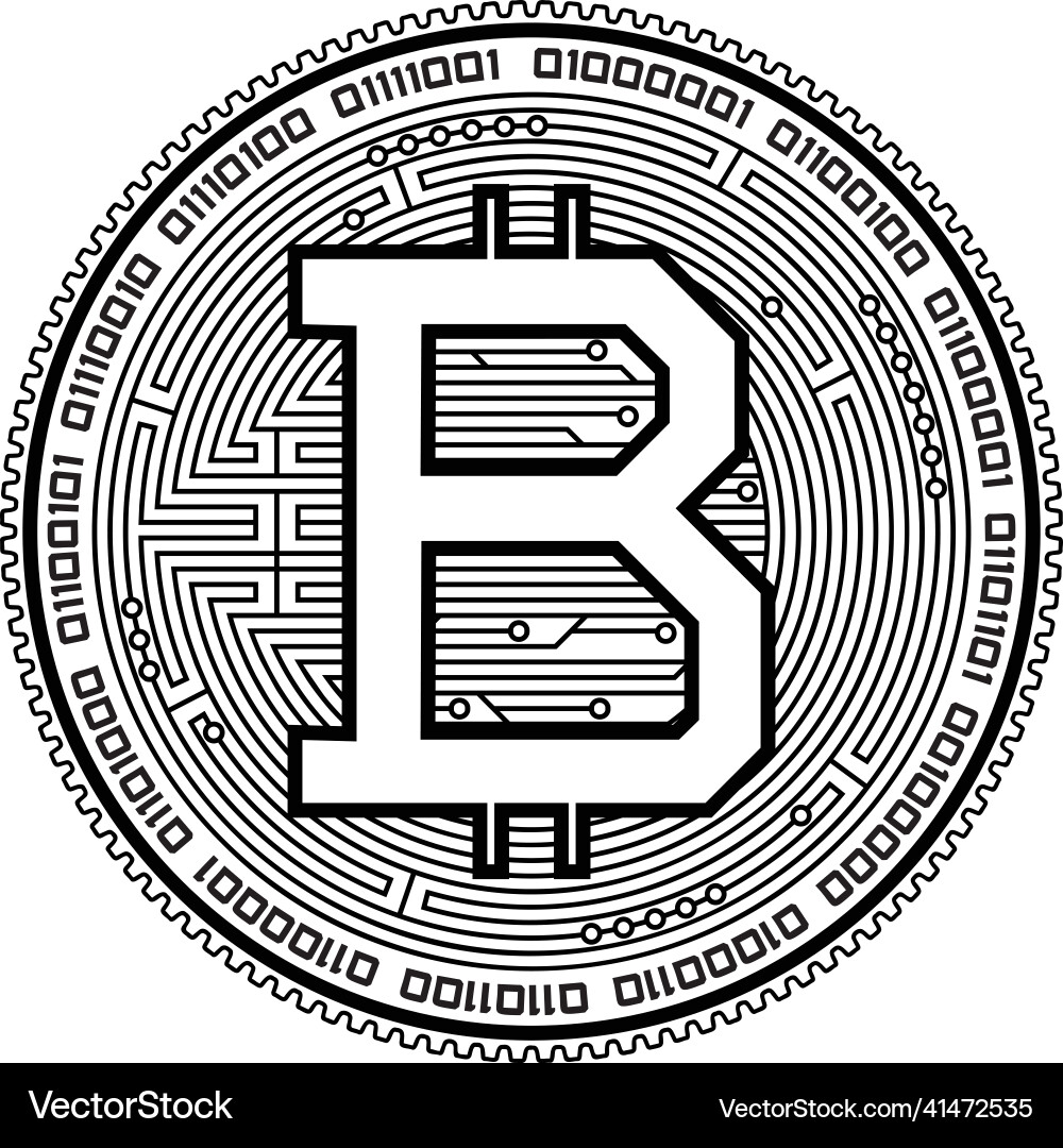 Bitcoin design swappable icon binary border circui Bitcoin design swappable icon binary border circui Vector Image