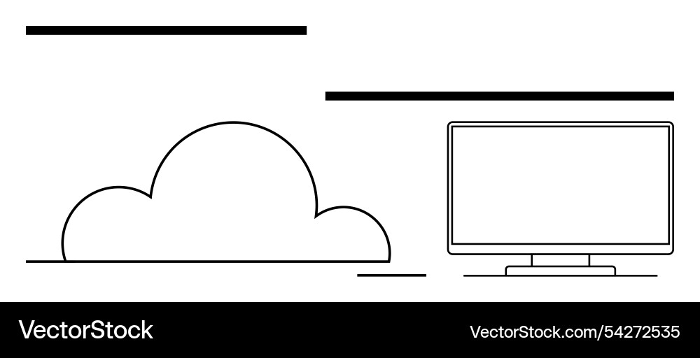 Cloud computing concept with computer monitor Cloud computing concept with computer monitor vector image