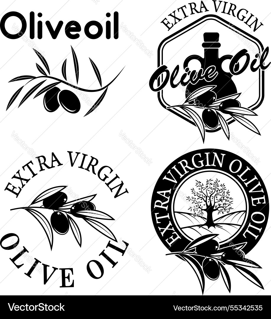 Extra Virgin Olive Oil Labels Design Element Royalty Free Vector