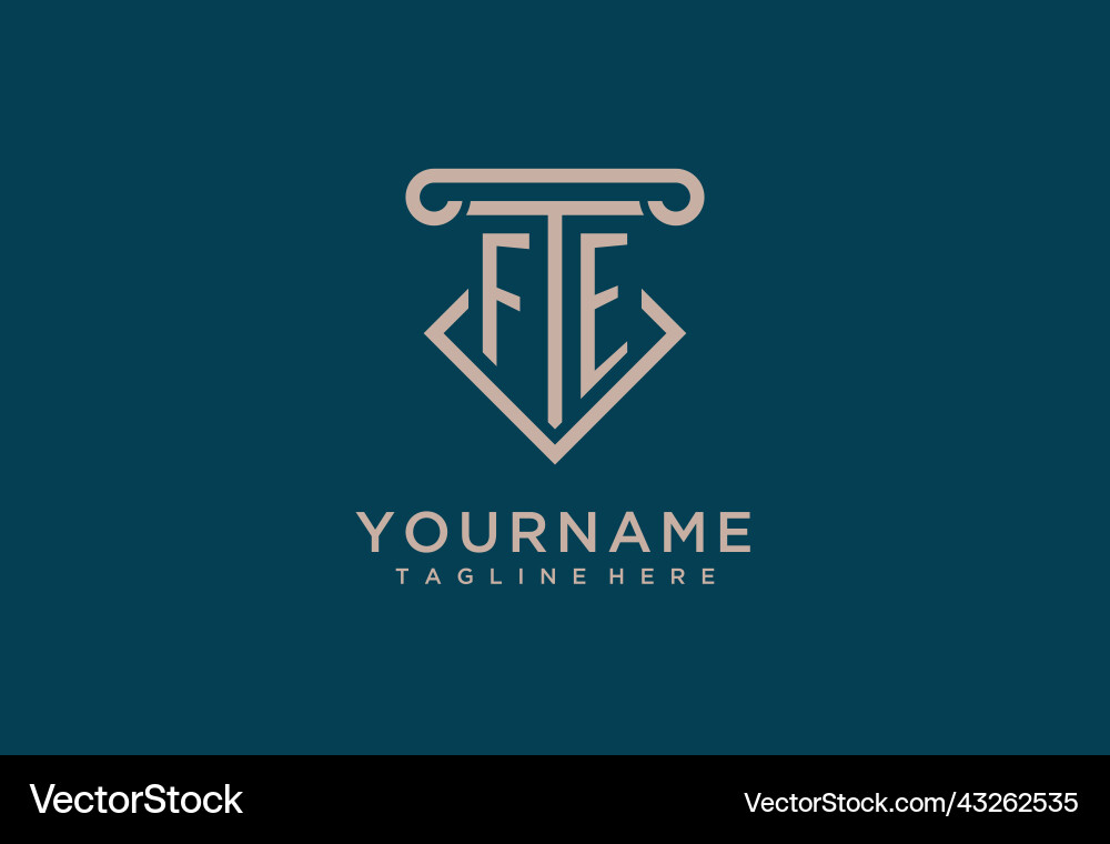 Fe initial with pillar icon design clean Vector Image