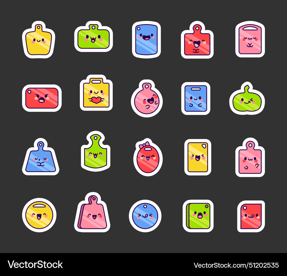 Fun kitchen board sticker bookmark kawaii Fun kitchen board sticker bookmark kawaii vector image