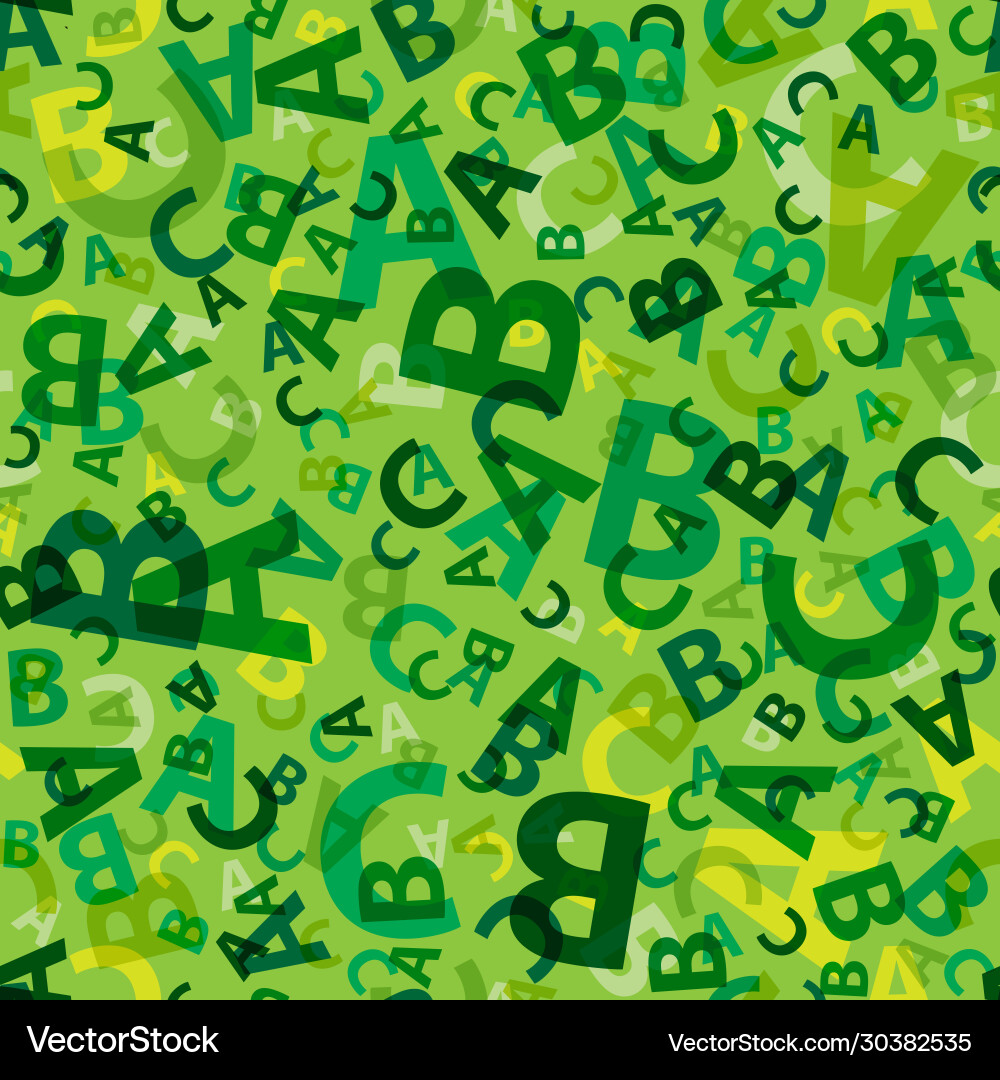 Green abc letter background seamless vector image