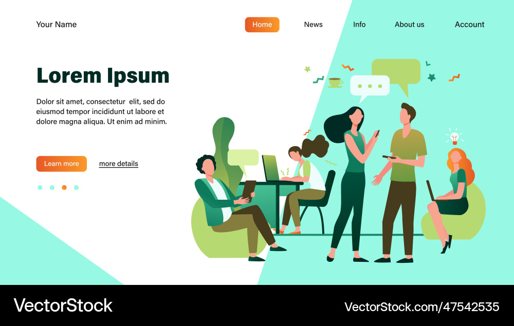Hipster people talking and using computers in co Vector Image