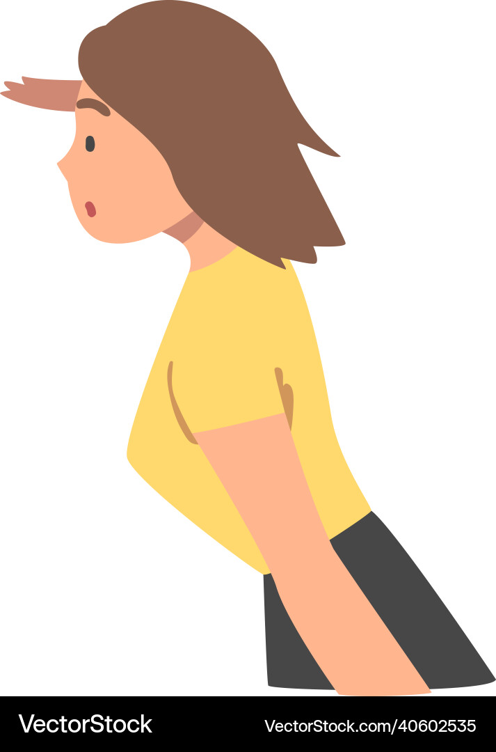 Looking into future woman character with her hand Looking into future woman character with her hand vector image