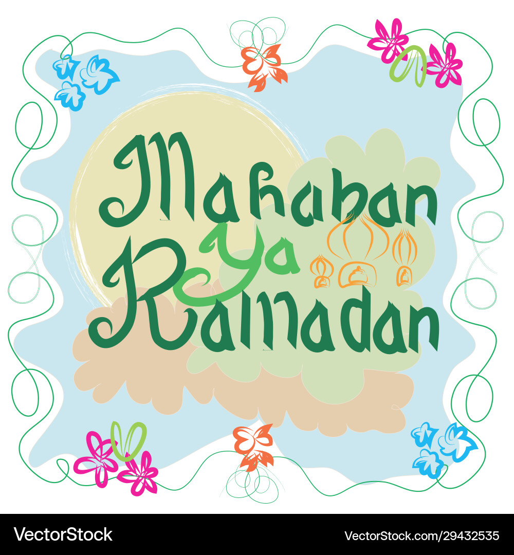 Marhaban ya ramadhan welcome greeting and card Marhaban ya ramadhan welcome greeting and card vector image