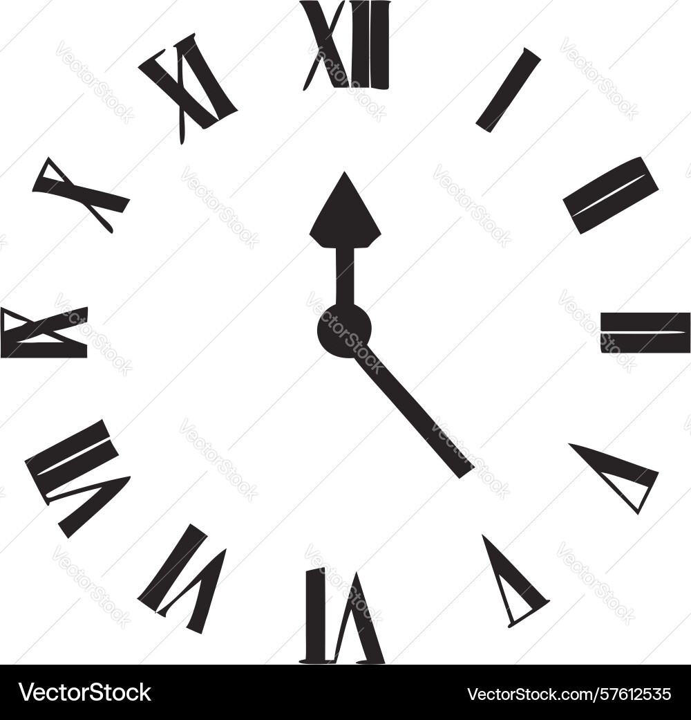 Minimalist analog clock face with roman numerals vector image