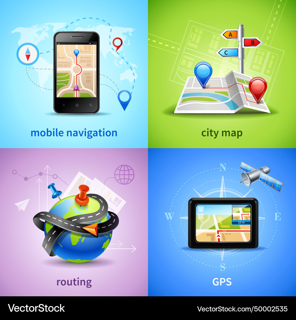 Navigation concept set Navigation concept set Vector Image
