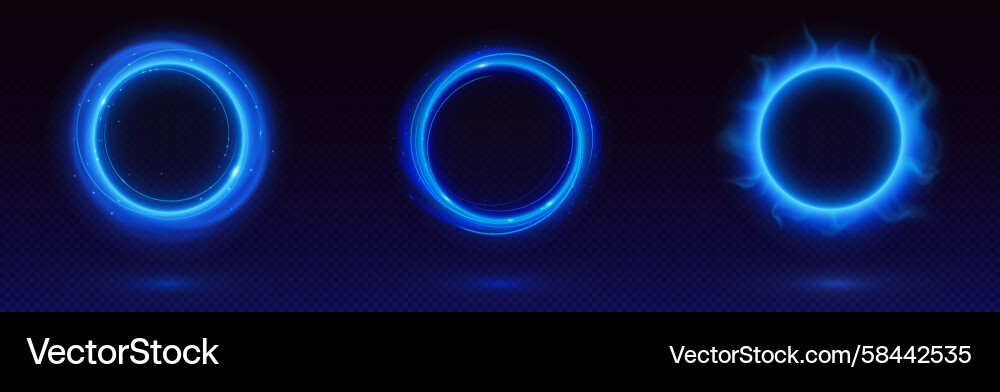 Neon Circle Frames Set Vector Image