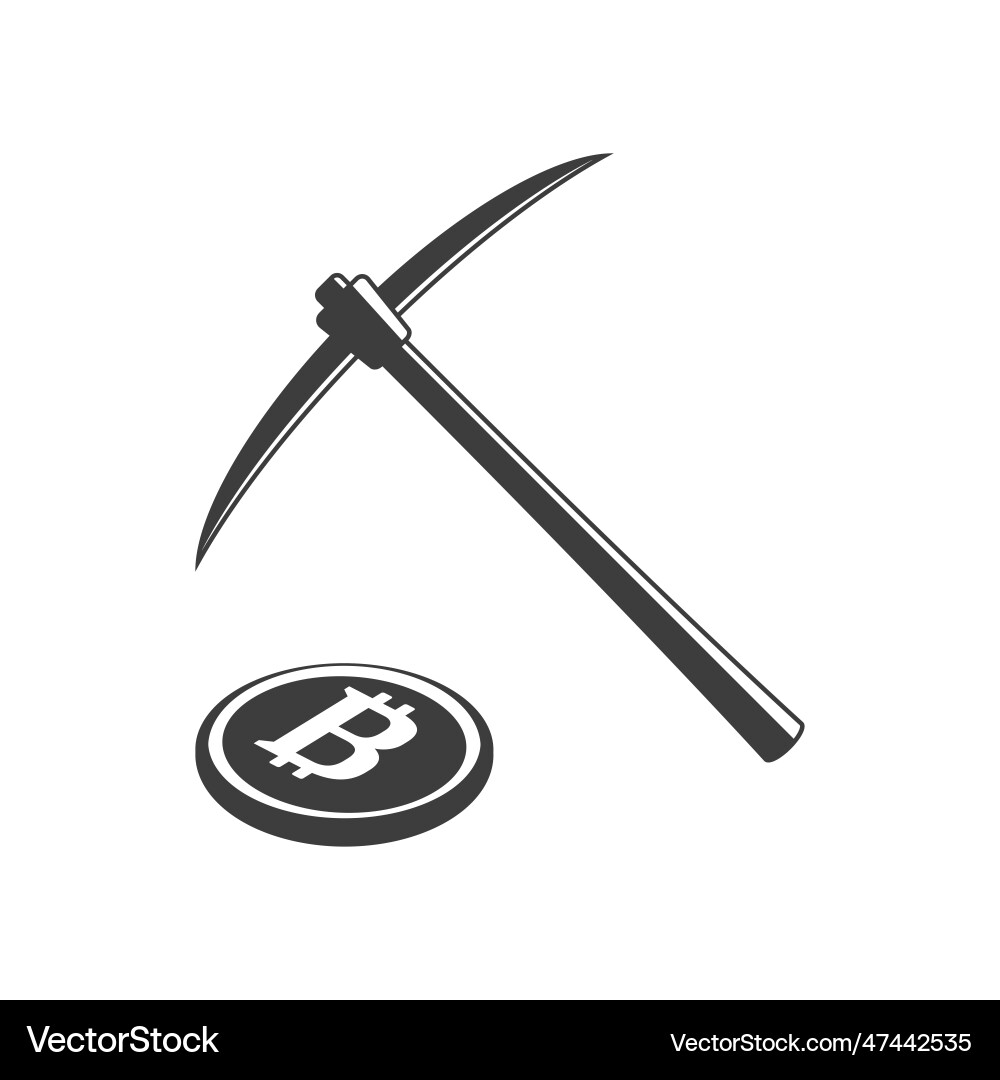 Pickaxe mining bitcoin Vector Image