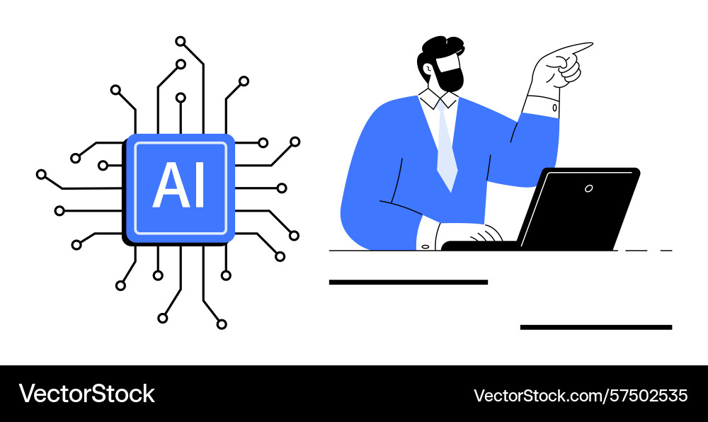 Professional exploring ai technology concepts Professional exploring ai technology concepts Vector Image