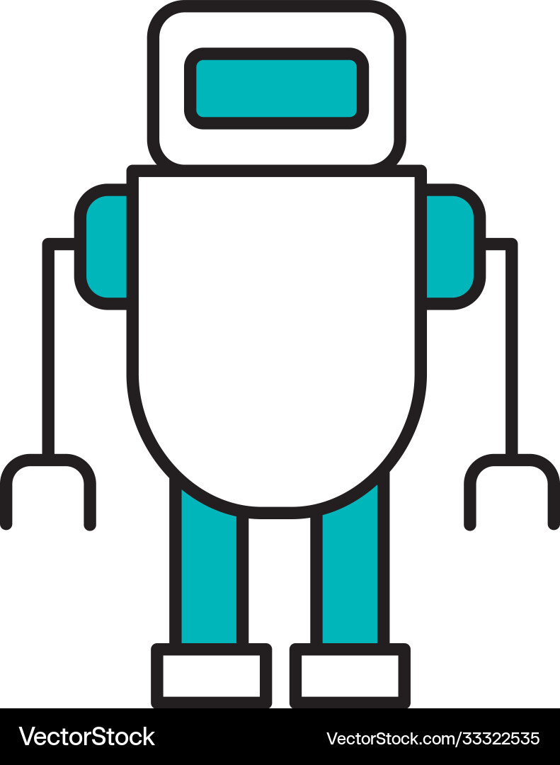 Robot icon image half line color style vector image
