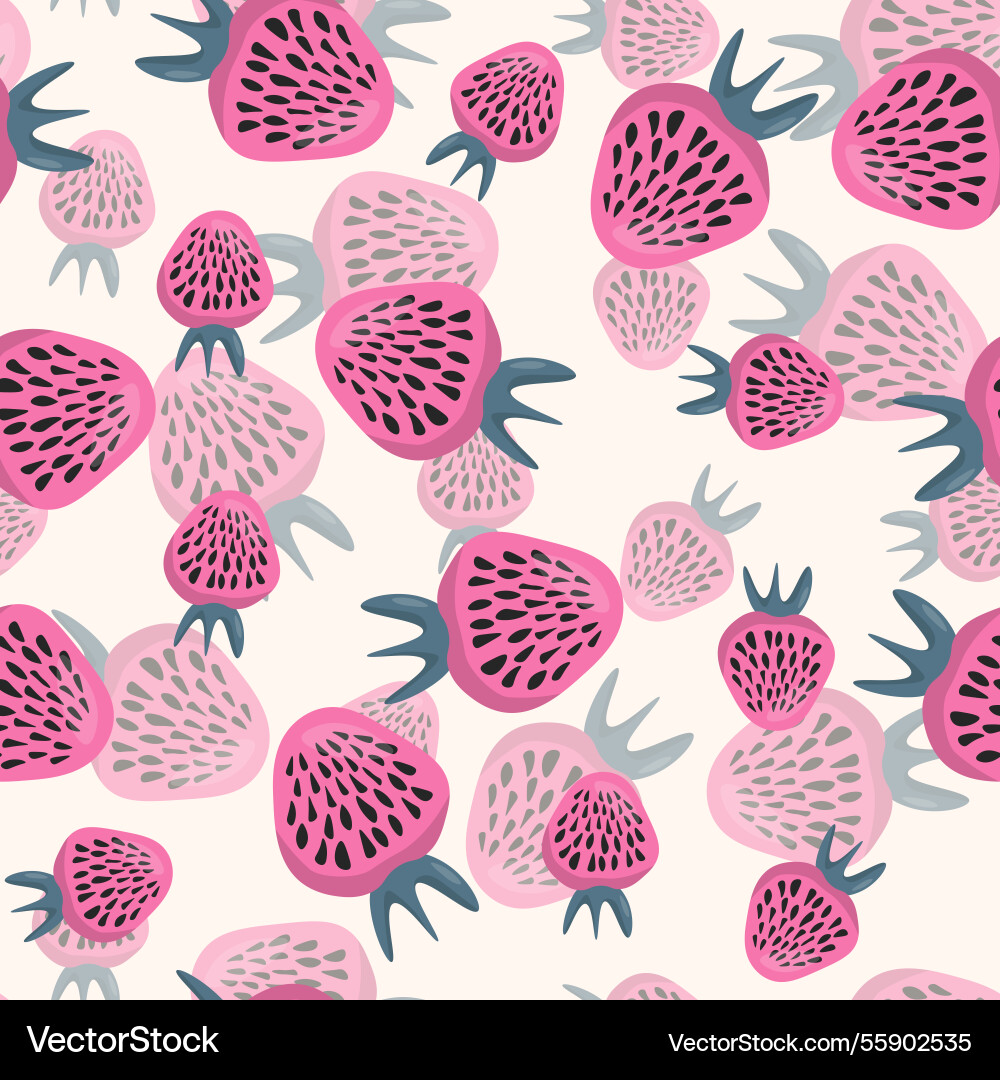 Seamless pattern with strawberry on color Vector Image