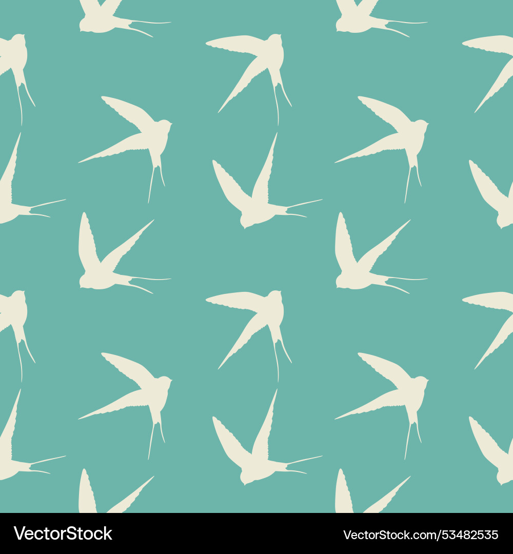 Seamless pattern with swallow silhouette on color Seamless pattern with swallow silhouette on color vector image