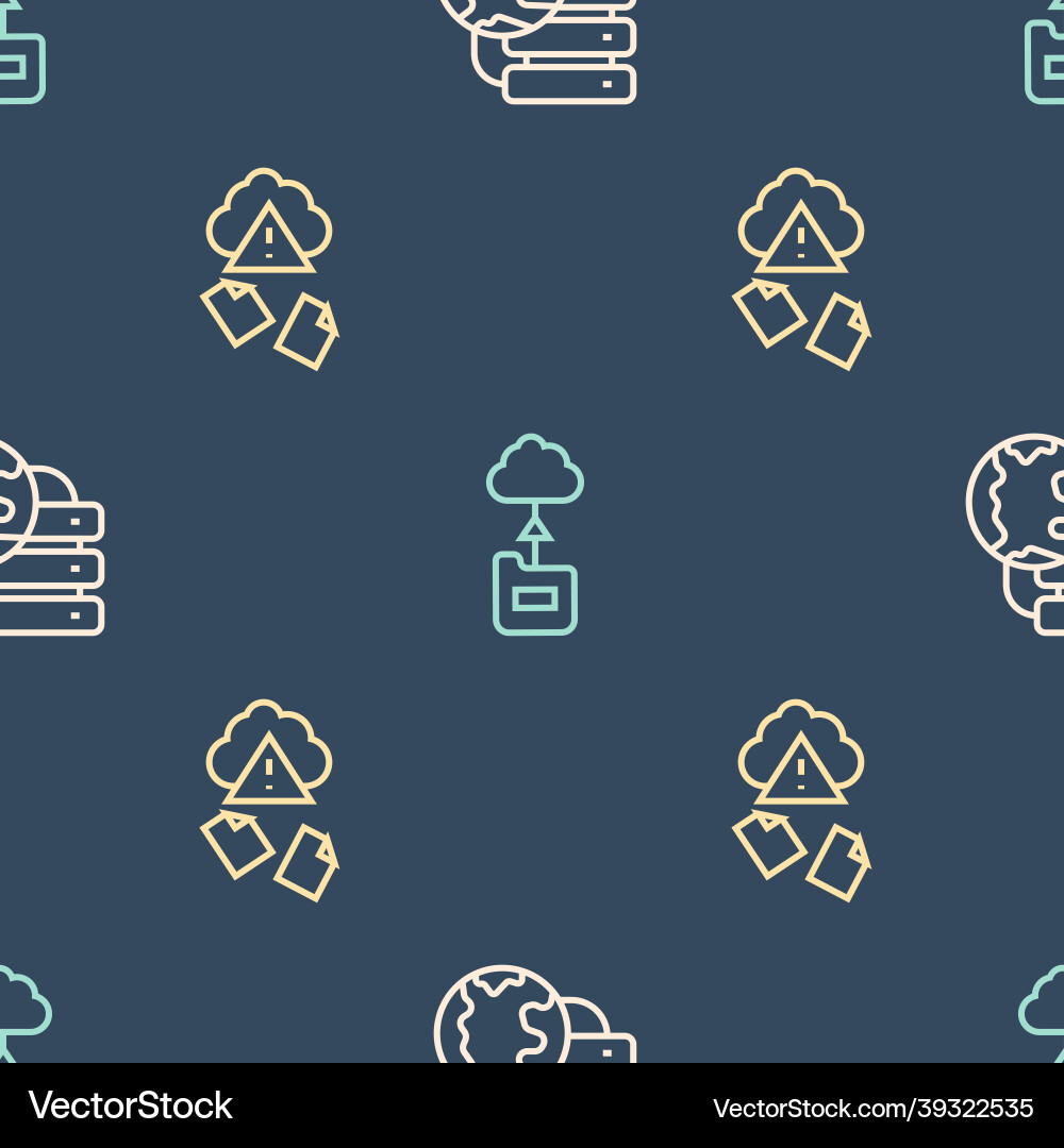 Set line network cloud connection hacking Set line network cloud connection hacking vector image