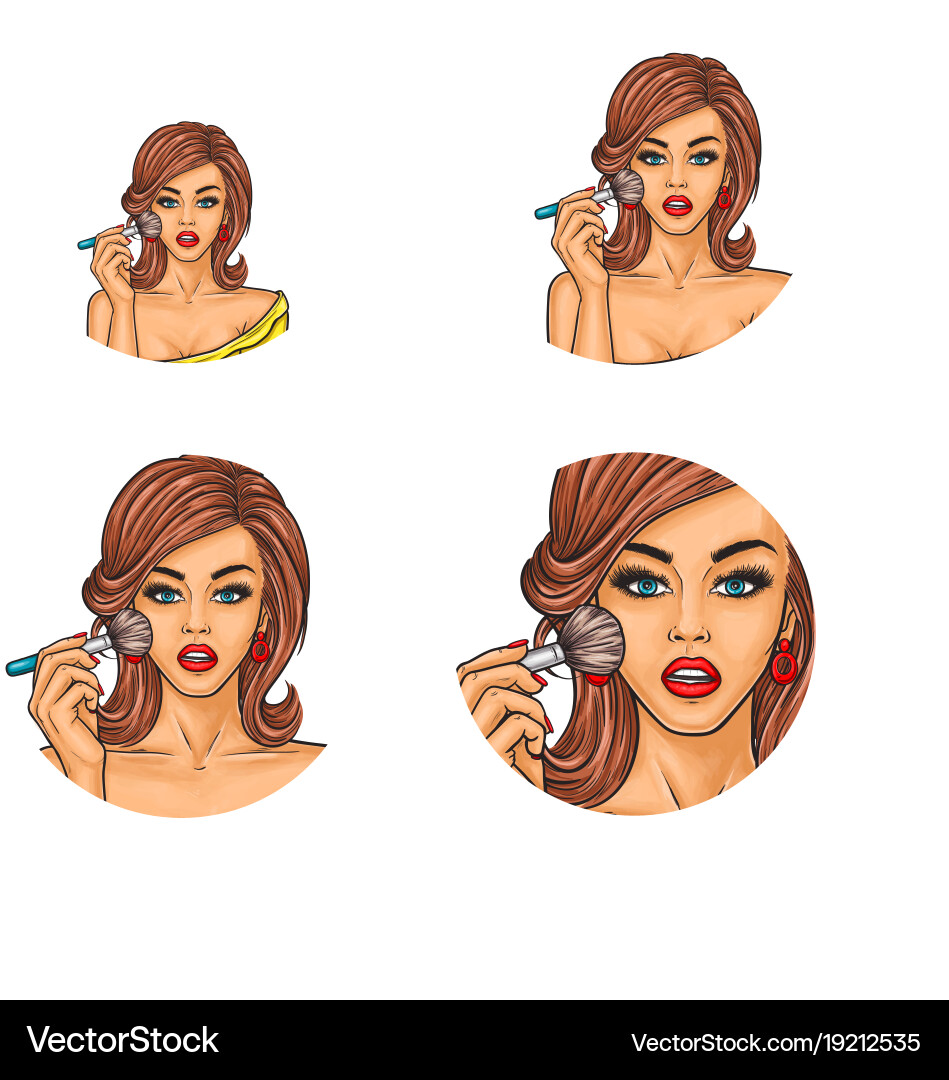 Set of pop art round avatar icons for users vector image
