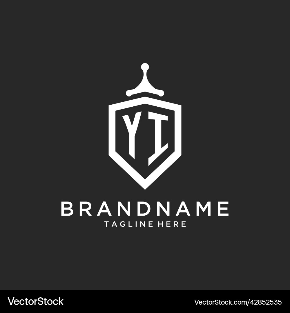Yi monogram logo initial with shield guard shape Yi monogram logo initial with shield guard shape Vector Image