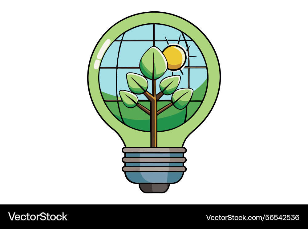 A symbolic lightbulb with tree growing inside Vector Image