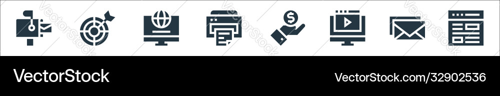 Advertisement line icons linear set quality Advertisement line icons linear set quality Vector Image