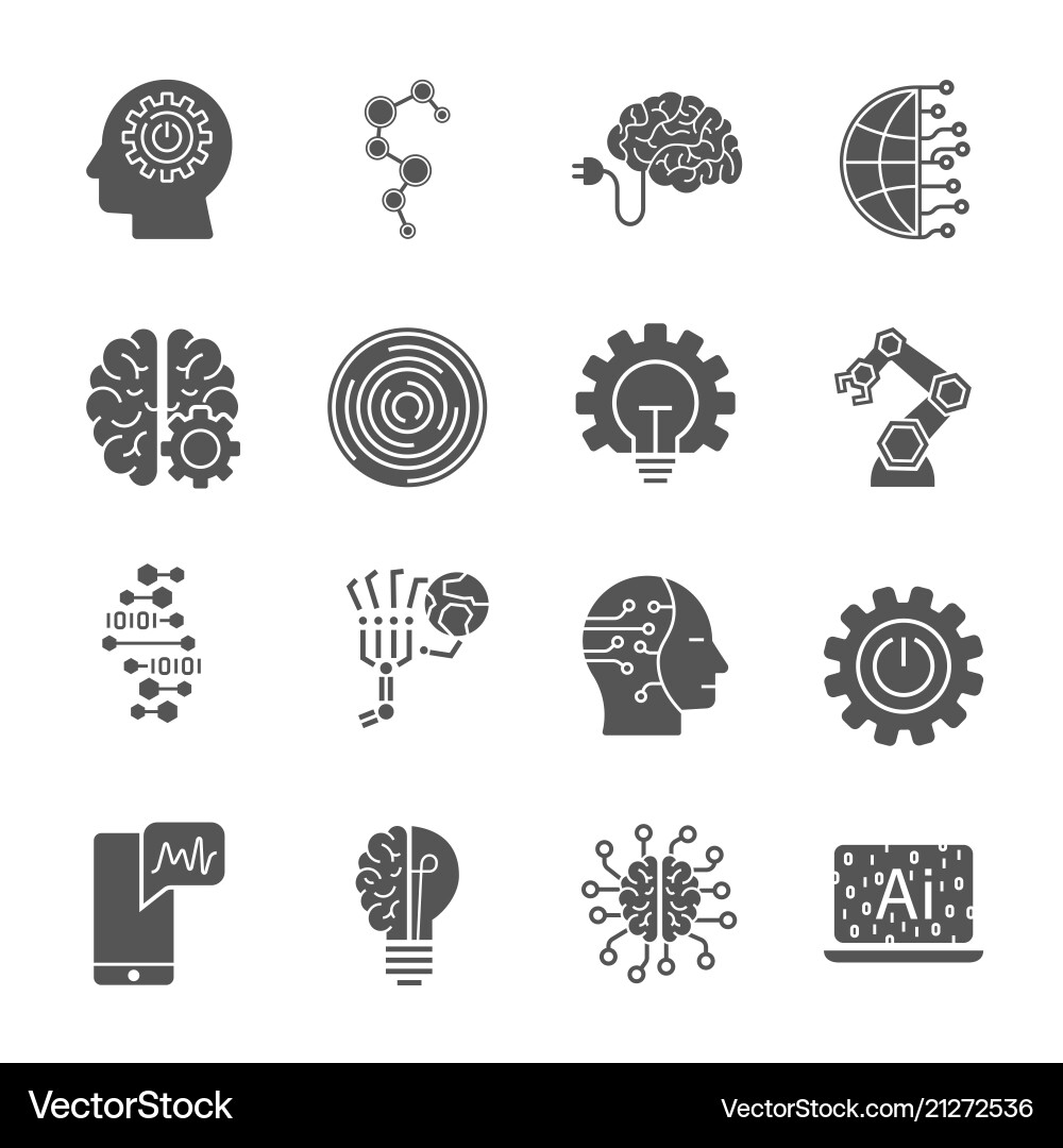 Artificial Intelligence Icon Set vector image