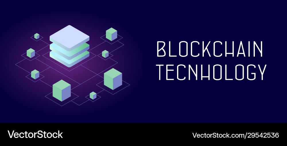 Blockchain technology - p2p distributed ledger vector image