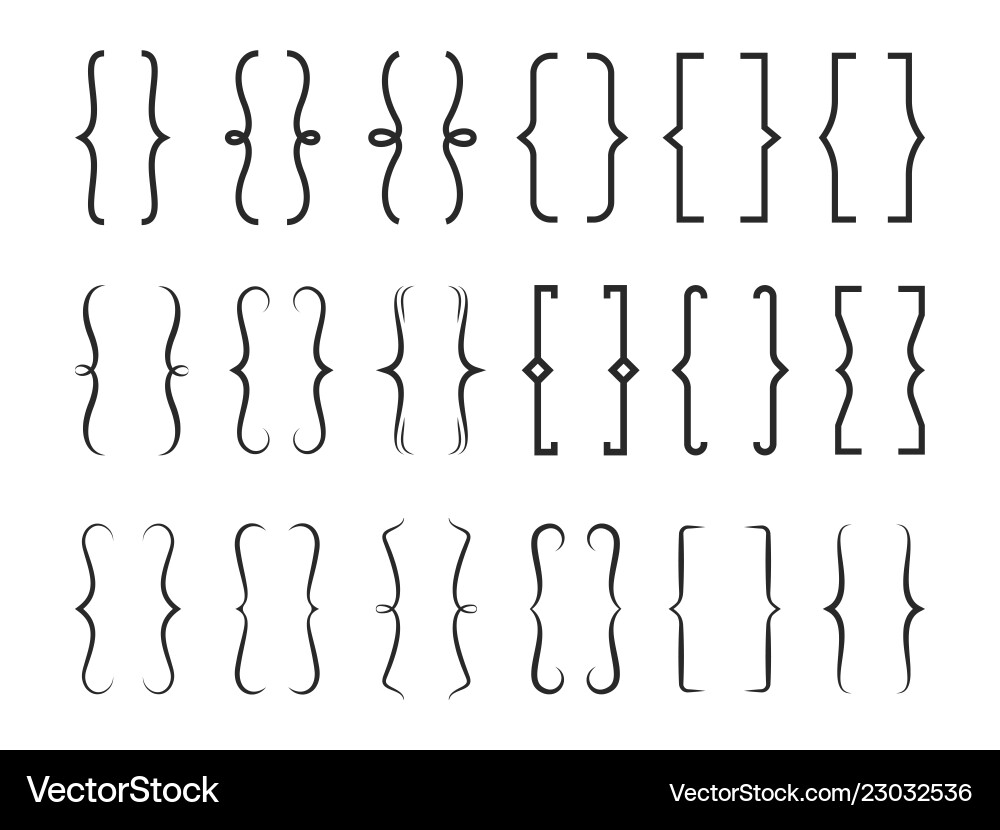 Brackets icons vintage typography symbols Vector Image