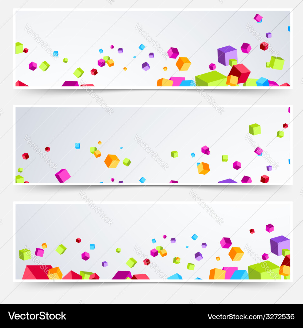 Bright cube web header footer set vector image