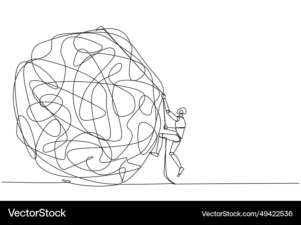 Continuous one line drawing smart robot climbs Continuous one line drawing smart robot climbs vector image
