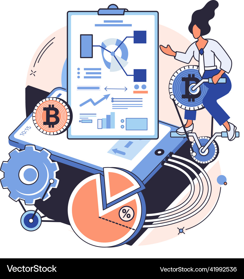 Cryptocurrency bitcoin mining metaphor blockchain Cryptocurrency bitcoin mining metaphor blockchain Vector Image