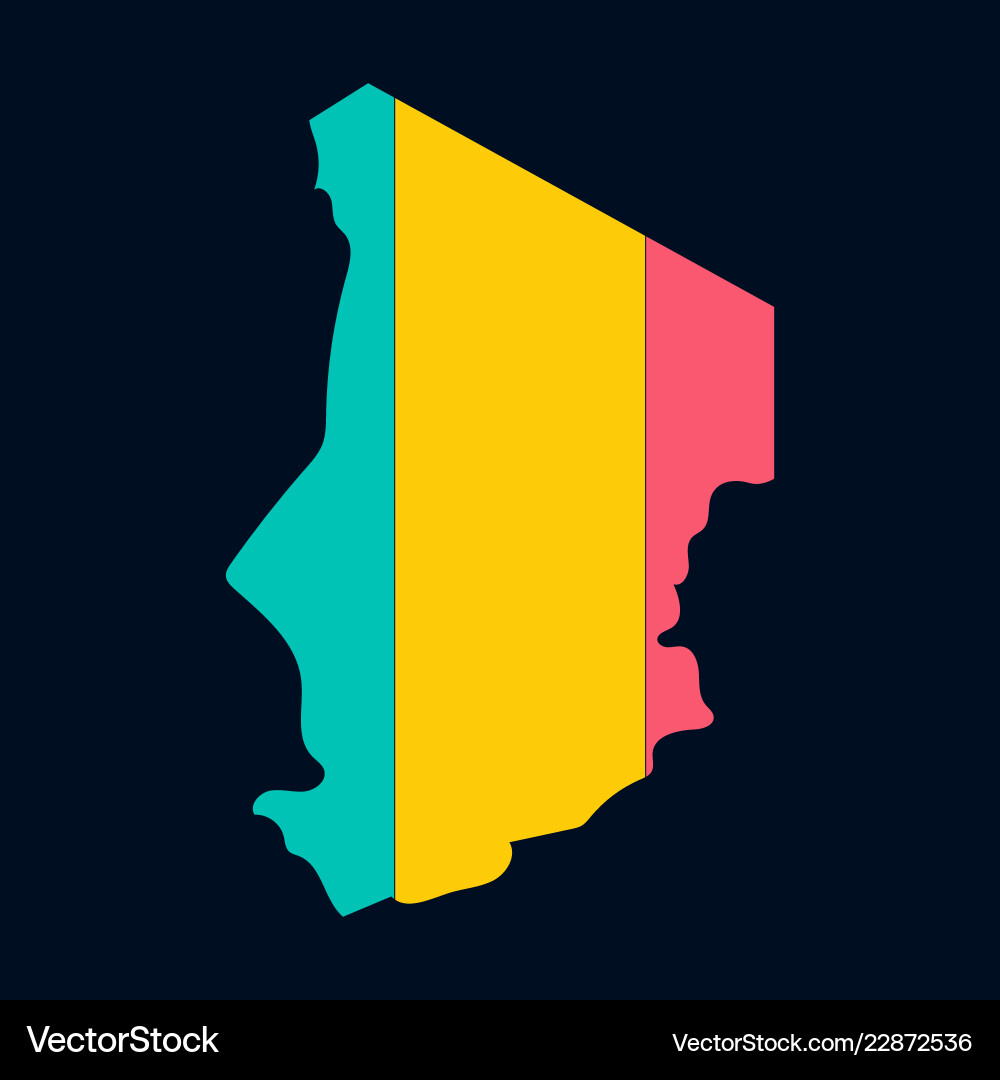 Detailed of a map chad with flag eps10 Vector Image