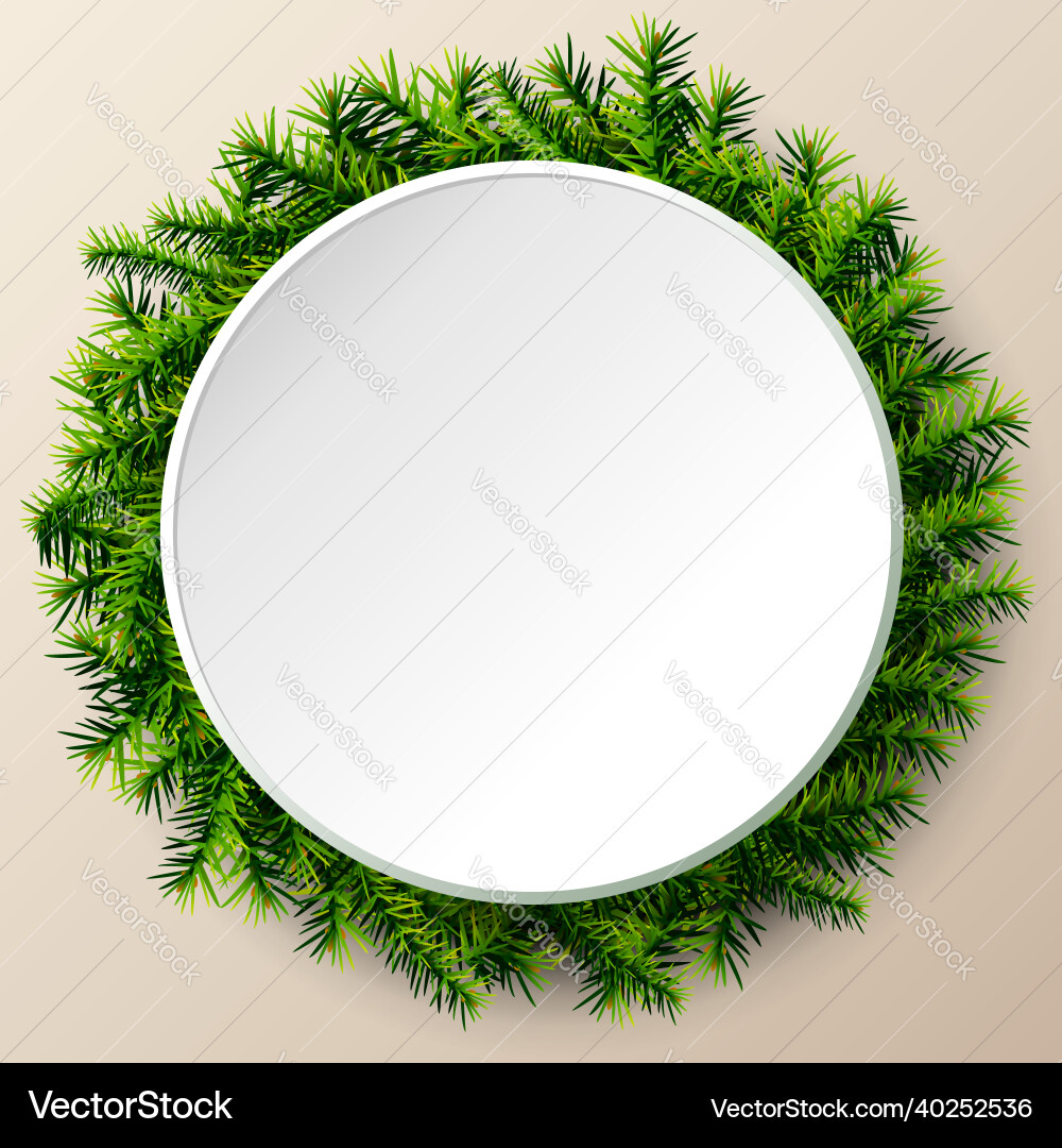 Empty round frame of christmas tree twigs Vector Image