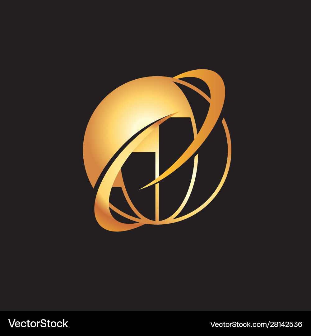 Golden globe logo Royalty Free Vector Image VectorStock