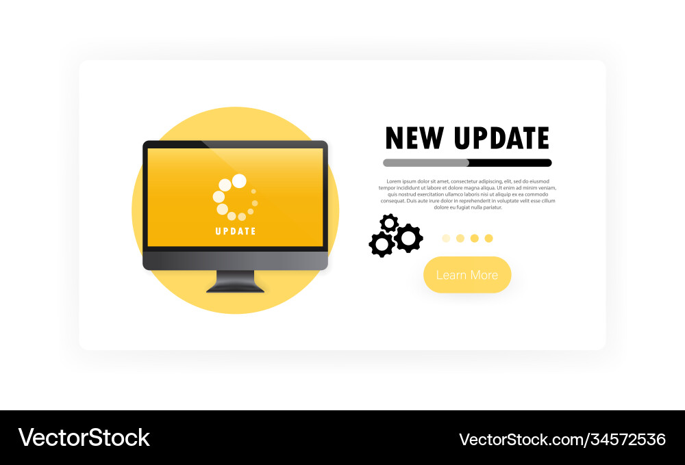 New update for computer banner system software vector image