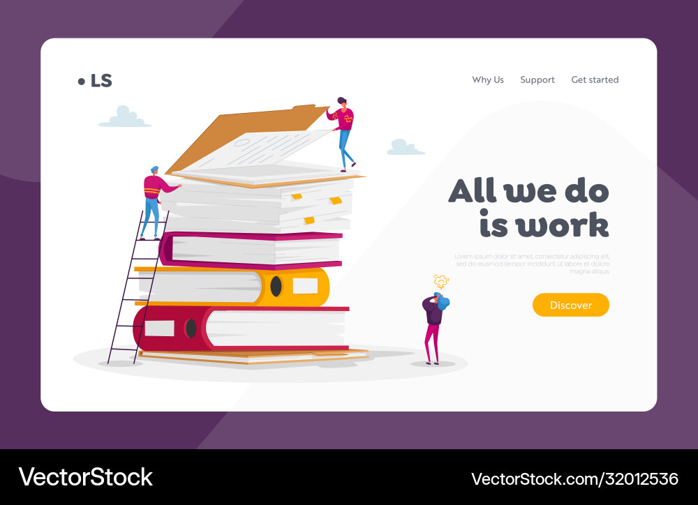 Paper bureaucracy landing page template office Paper bureaucracy landing page template office vector image