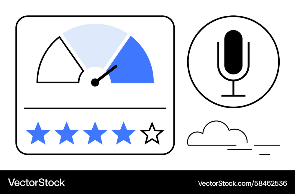 Performance Rating Gauge with Stars Vector Image