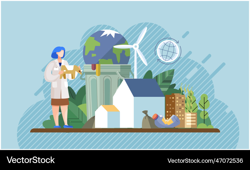 Pollution with garbage and waste big problem due vector image
