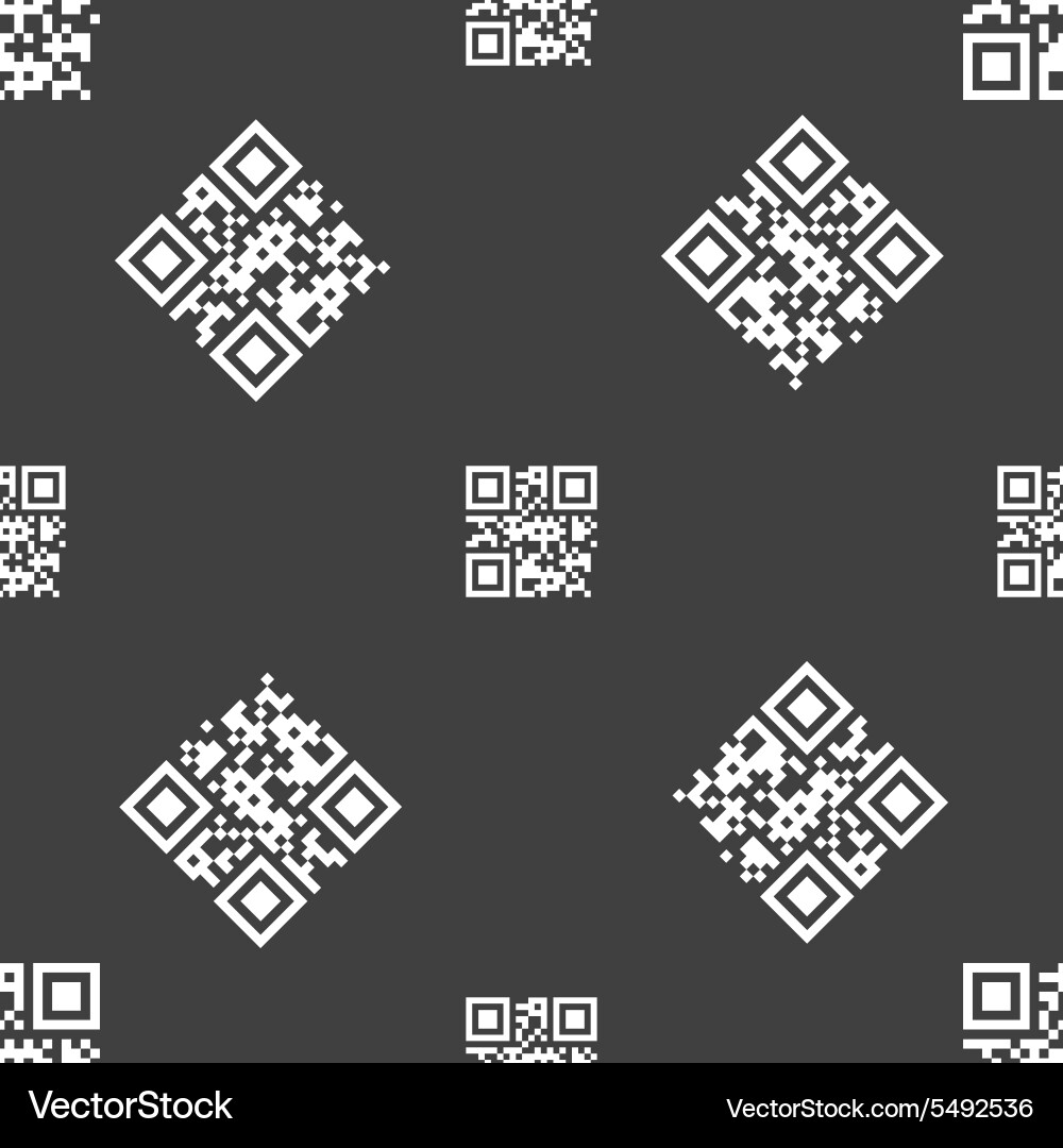 Qr code icon sign seamless pattern on a gray Vector Image