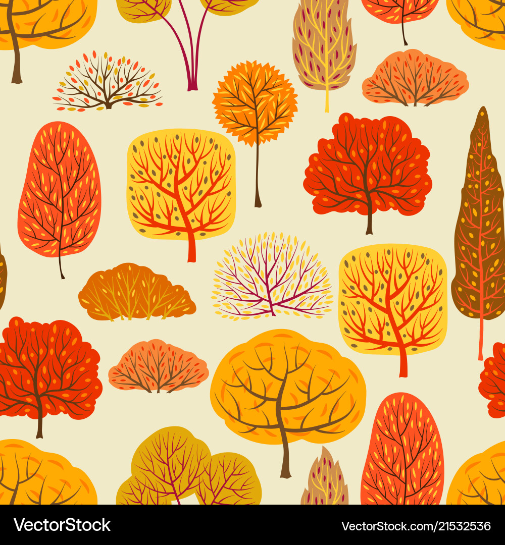 Seamless pattern with autumn stylized trees Vector Image
