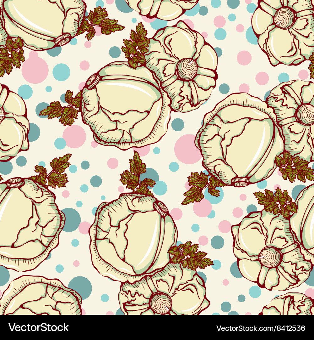 Seamless pattern with cabbage vector image