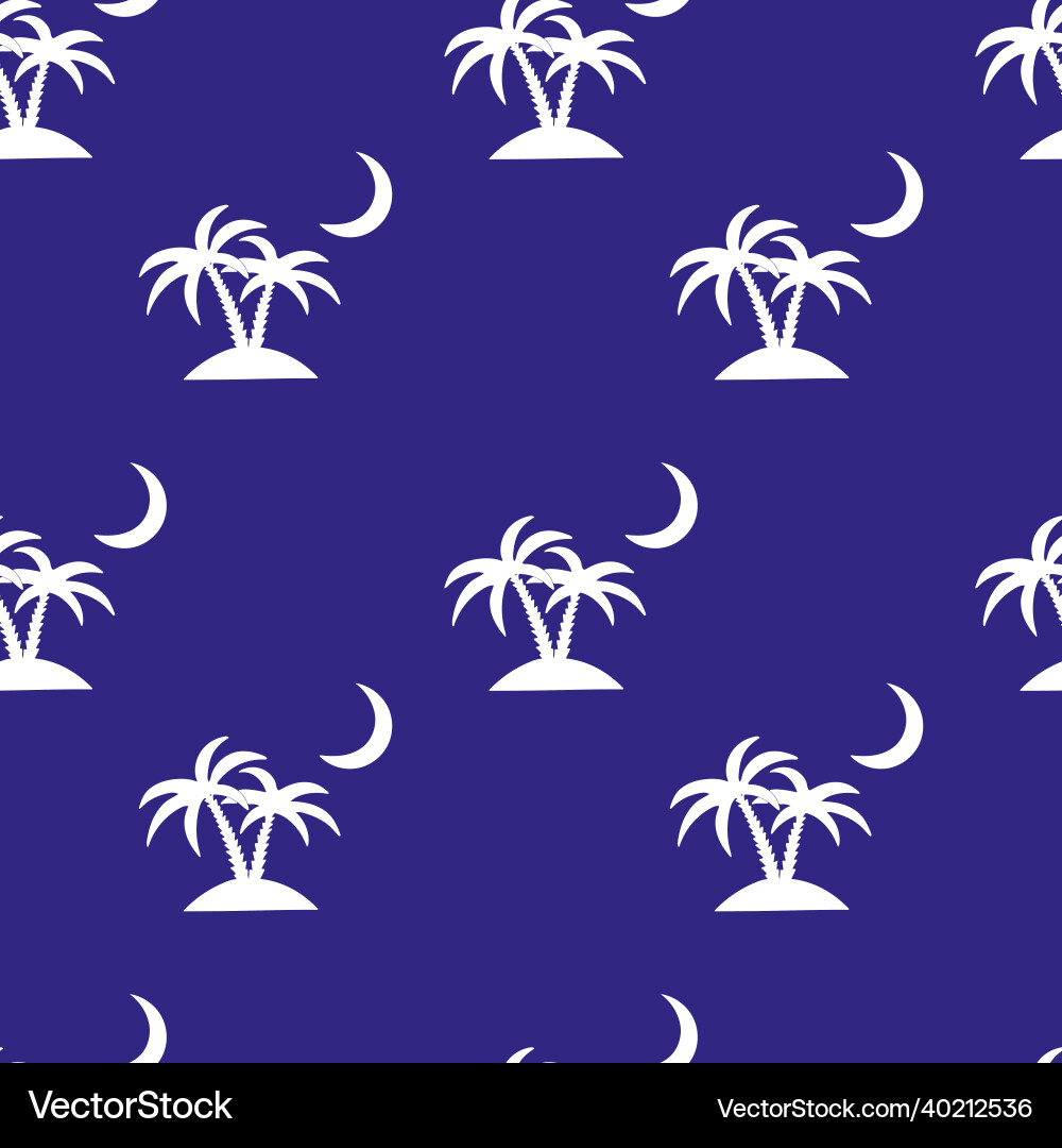 Seamless pattern with palm trees and the moon Vector Image