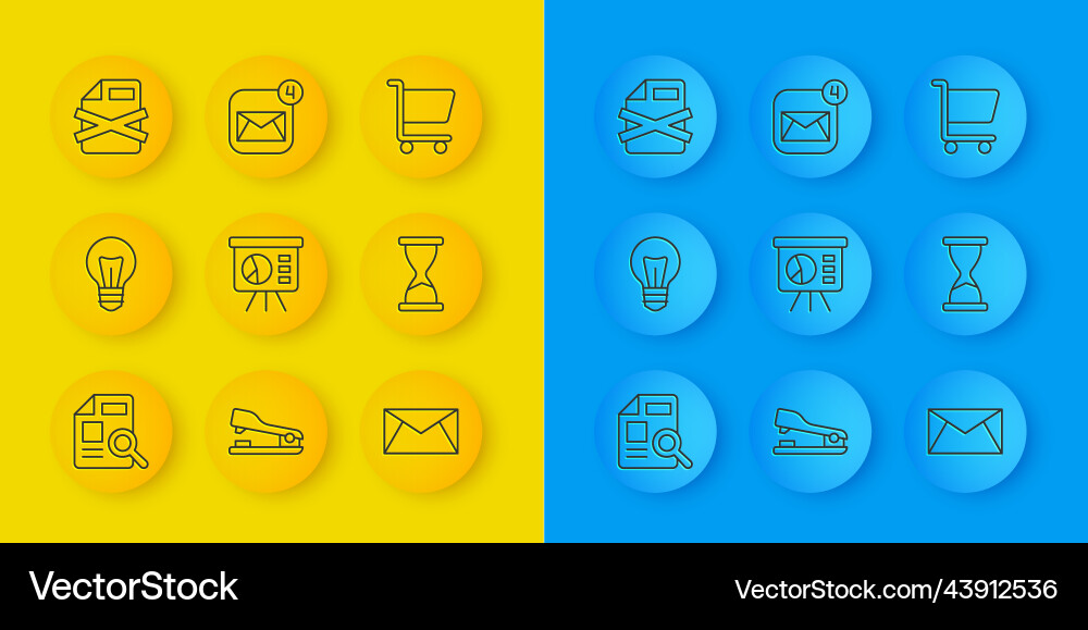 Set line document with graph chart light bulb Set line document with graph chart light bulb vector image