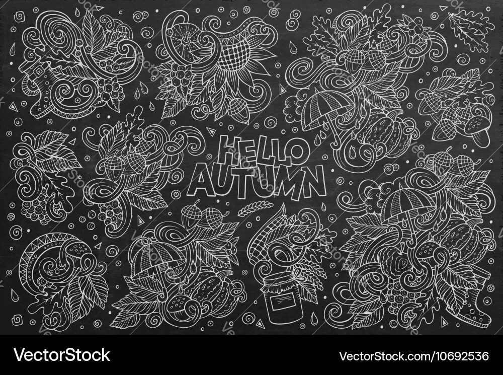 Set of autumn theme items objects and symbols vector image