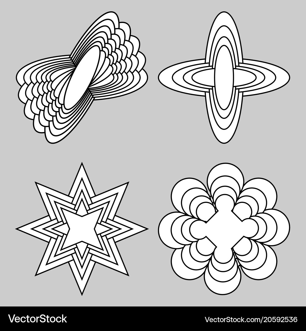 Set of monochrome logotype with spatial effect 3d vector image